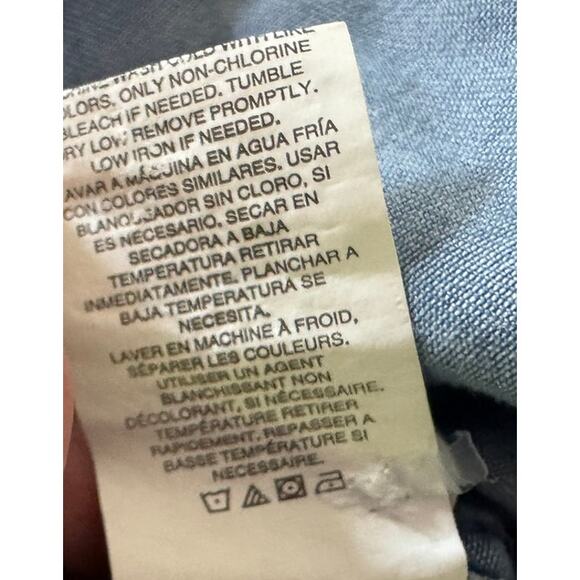 Thread & Supply L Womens Button Front Roll Table Sleeves Blue Chambray Shirt - Picture 6 of 8